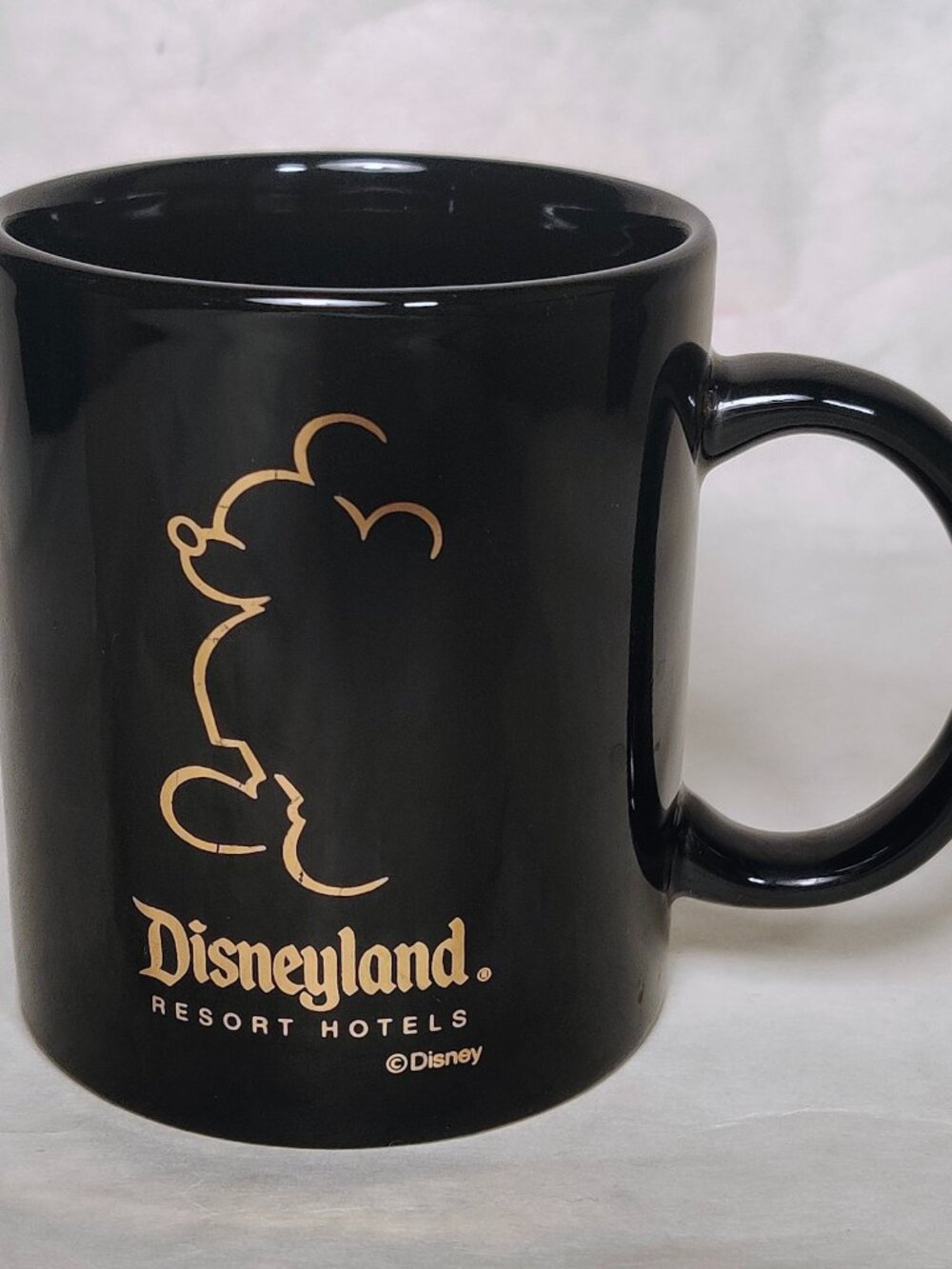 Vintage Disneyland Resort Hotels Mug Mickey Mouse Silhouette Black Gold Foil